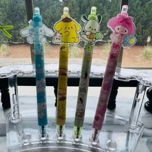 Hello Kitty & Friends Set of 4 Pens My Melody Cinnamoroll, Pompompuri & Pochacco